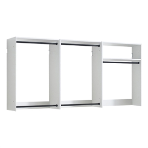Benjara Vedz Wall Mount Closet Set- 1 Shelf- 5 Hanging Rods- White Melamine