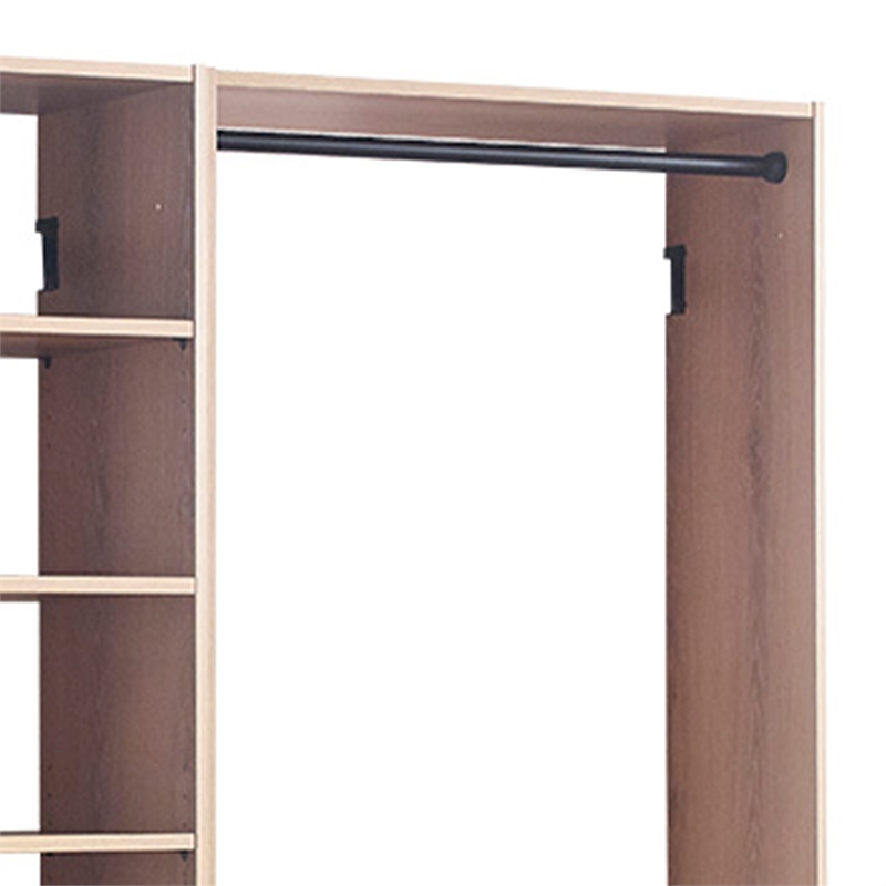 Benjara Vedz Walk in Closet w 2 Drawers- 4 Shelves n Hanging Rods- Brown Wood