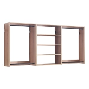 Benjara Vedz Walk in Closet w 2 Drawers- 4 Shelves n Hanging Rods- Brown Wood