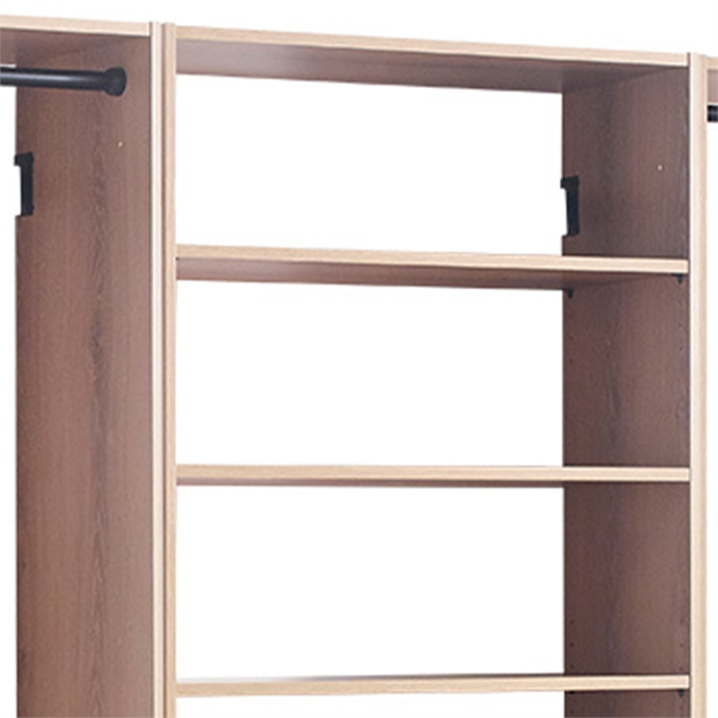 Benjara Vedz Walk in Closet w 2 Drawers- 4 Shelves n Hanging Rods- Brown Wood