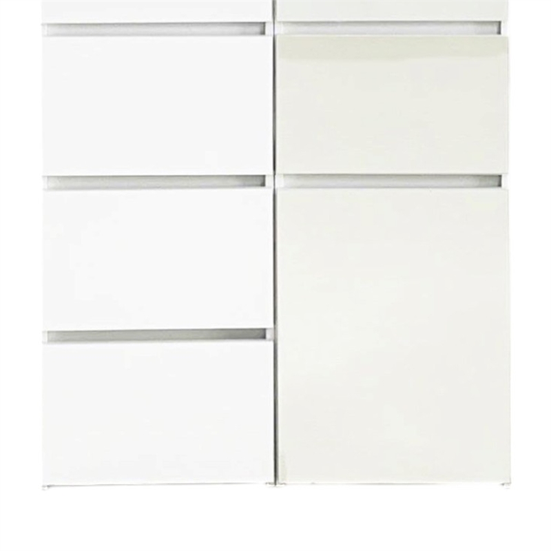 Benjara Ely Dual Closet Cabinet w Mirror- 4 Drawers- 71 Inch- White Melamine