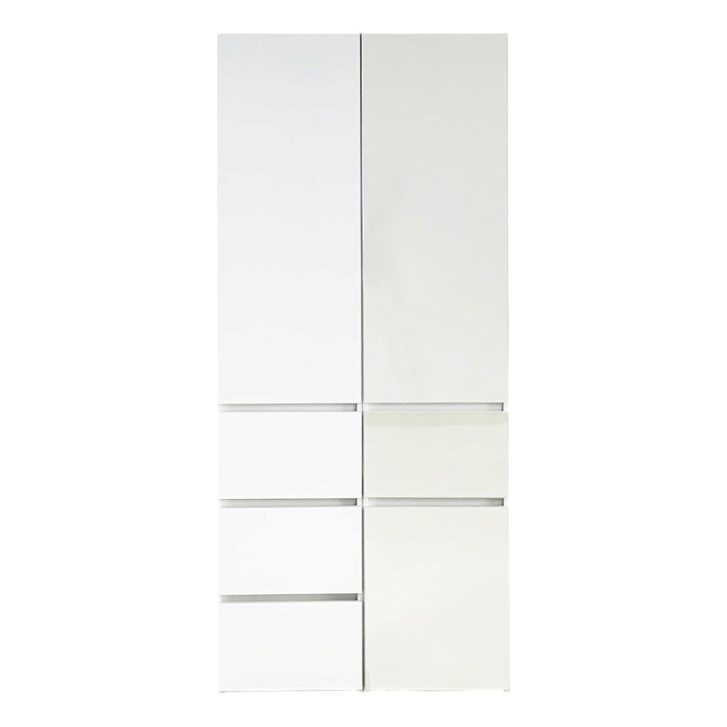 Benjara Ely Dual Closet Cabinet w Mirror- 4 Drawers- 71 Inch- White Melamine
