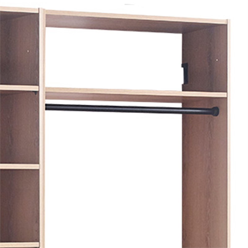 Benjara Vedz Walk in Closet w 2 Drawers- 6 Shelves- 2 Hanging Rods- Brown Wood
