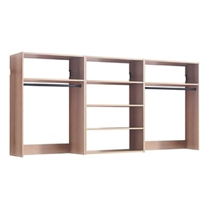 Benjara Vedz Walk in Closet w 2 Drawers- 6 Shelves- 2 Hanging Rods- Brown Wood