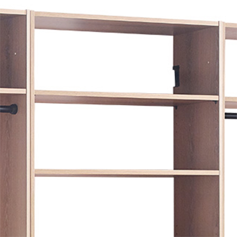 Benjara Vedz Walk in Closet w 2 Drawers- 6 Shelves- 2 Hanging Rods- Brown Wood