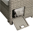 Benjara Mia Outdoor Wicker 5pc Sectional Sofa Set w Bench- 3 Throw Pillows- Gray