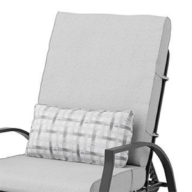 Benjara Leki Reclining Armchair Set of 6- Tie Back Cushions- 1 Pillow- Gray
