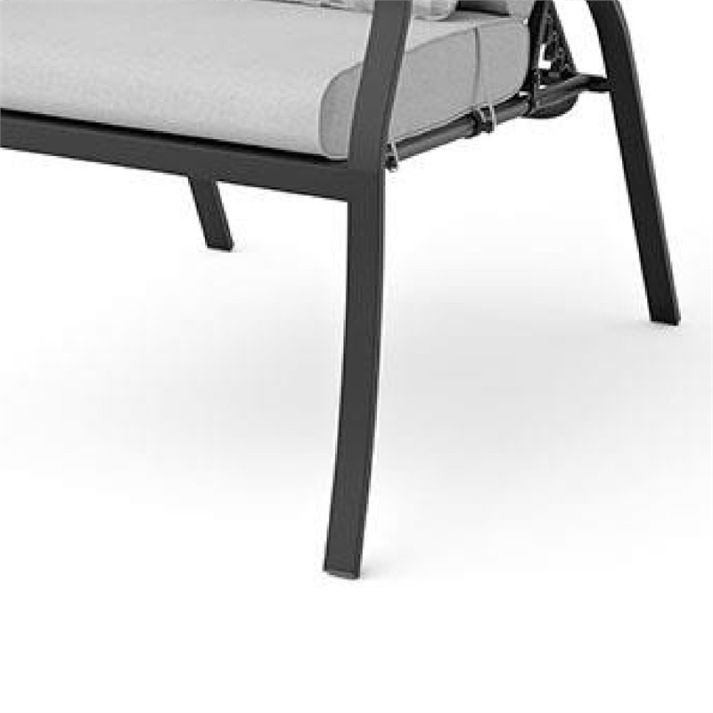 Benjara Leki Reclining Armchair Set of 6- Tie Back Cushions- 1 Pillow- Gray