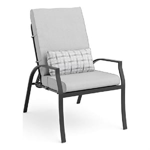 Benjara Leki Reclining Armchair Set of 6- Tie Back Cushions- 1 Pillow- Gray