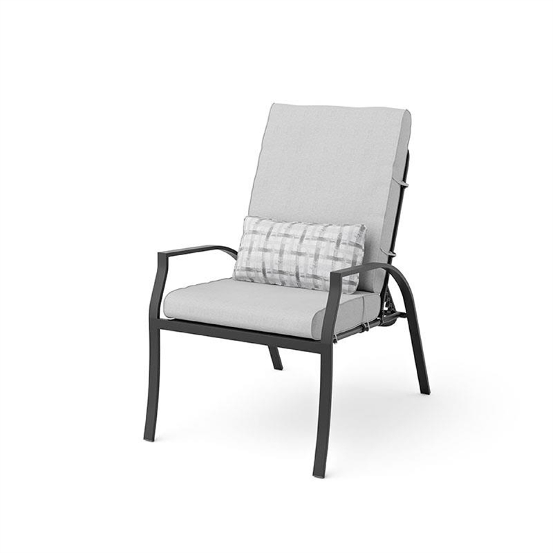Benjara Leki Reclining Armchair Set of 6- Tie Back Cushions- 1 Pillow- Gray