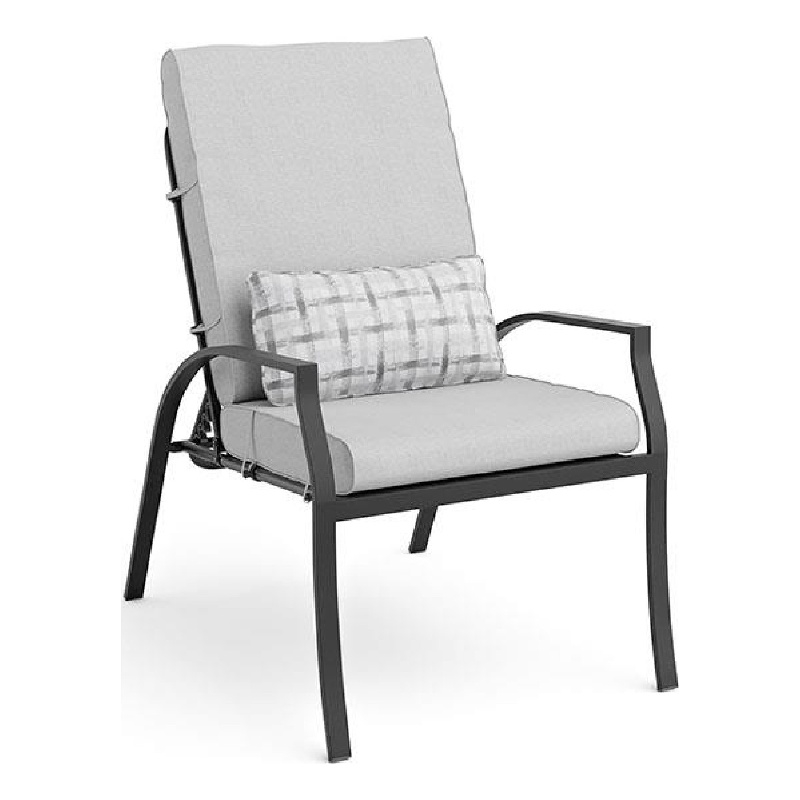 Benjara Leki Reclining Armchair Set of 6- Tie Back Cushions- 1 Pillow- Gray