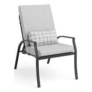 Benjara Leki Reclining Armchair Set of 6- Tie Back Cushions- 1 Pillow- Gray