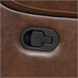 Benjara Teli Reclining Sofa w Drop Down Table & Cup Holders- Brown Faux Leather