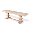 Benjara Anna Dining Bench- 60 Inch- Double Pedestal- Wheat Brown Solid Wood