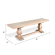 Benjara Anna Dining Bench- 60 Inch- Double Pedestal- Wheat Brown Solid Wood