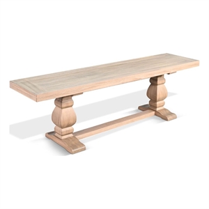 Benjara Anna Dining Bench- 60 Inch- Double Pedestal- Wheat Brown Solid Wood