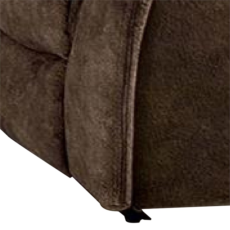 Benjara Heny Manual Reclining Loveseat- Brown Fabric Seating- 68
