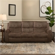 Benjara Heny Manual Reclining Sofa- Brown Fabric Seating- 88 Inch- No Sag