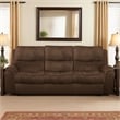 Benjara Heny Manual Reclining Sofa- Brown Fabric Seating- 88 Inch- No Sag