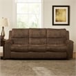 Benjara Heny Manual Reclining Sofa- Brown Fabric Seating- 88 Inch- No Sag