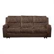 Benjara Heny Manual Reclining Sofa- Brown Fabric Seating- 88 Inch- No Sag
