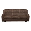 Benjara Heny Manual Reclining Sofa- Brown Fabric Seating- 88 Inch- No Sag