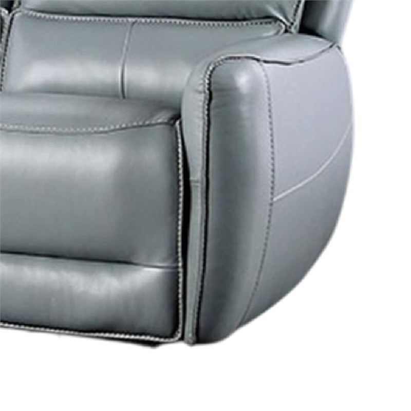 Benjara Pono Power Reclining Sofa-Pale Blue Top Grain Leather-85