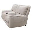 Benjara Pono Power Recliner Loveseat- Beige Top Grain Leather Zero Gravity
