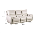 Benjara Pono Power Reclining Sofa- Beige Top Grain Leather- 85