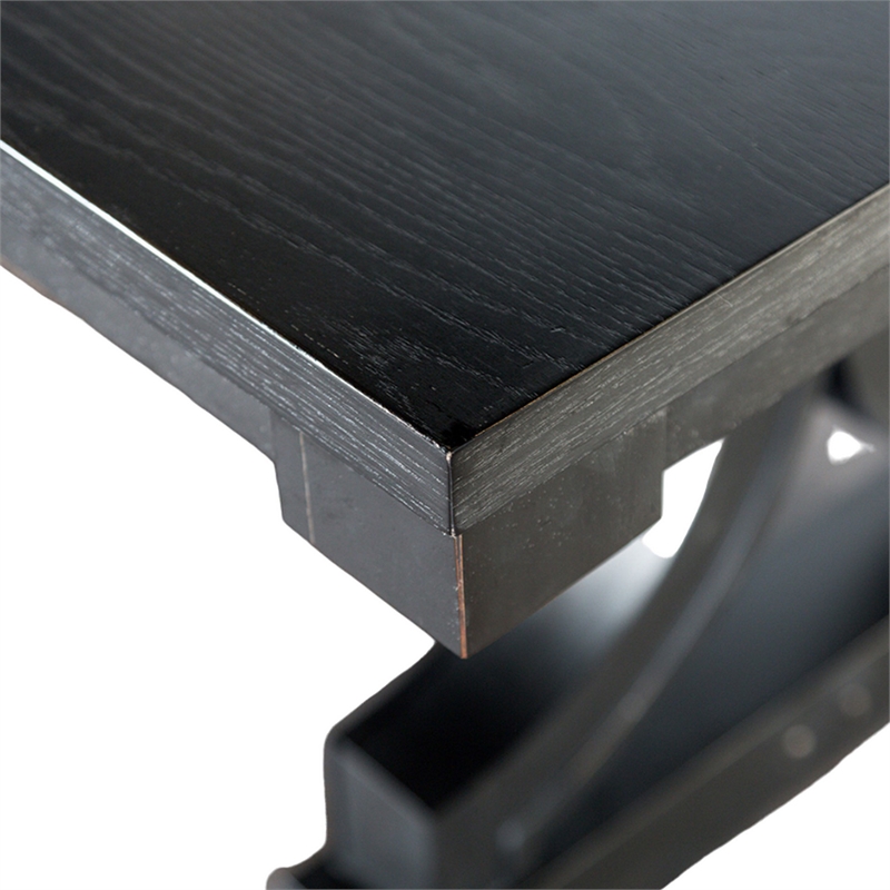 Benjara Luke 7pc Dining Table Set w/ 6 Wingback Chairs-Rectangular-Black-Beige