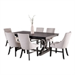 Benjara Luke 7pc Dining Table Set w/ 6 Wingback Chairs-Rectangular-Black-Beige