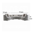Benjara Kei 3pc Sectional Sofa- 9 Pillows- Curved Frame- Gray Boucle Fabric
