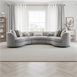 Benjara Kei 3pc Sectional Sofa- 9 Pillows- Curved Frame- Gray Boucle Fabric