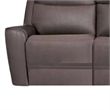 Benjara Akto Power Reclining Sofa- Gray Faux Leather- Drop Table Cup Holders