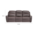 Benjara Akto Power Reclining Sofa- Gray Faux Leather- Drop Table Cup Holders