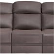 Benjara Akto Power Reclining Sofa- Gray Faux Leather- Drop Table Cup Holders