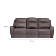 Benjara Akto Power Reclining Sofa- Gray Faux Leather- Drop Table Cup Holders