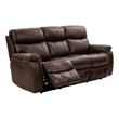 Benjara Runy Power Recliner Sofa- Pillowy Brown Top Grain Leather- 86 Inch
