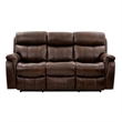 Benjara Runy Power Recliner Sofa- Pillowy Brown Top Grain Leather- 86 Inch