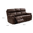Benjara Runy Power Recliner Sofa- Pillowy Brown Top Grain Leather- 86 Inch