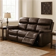 Benjara Runy Power Recliner Sofa- Pillowy Brown Top Grain Leather- 86 Inch
