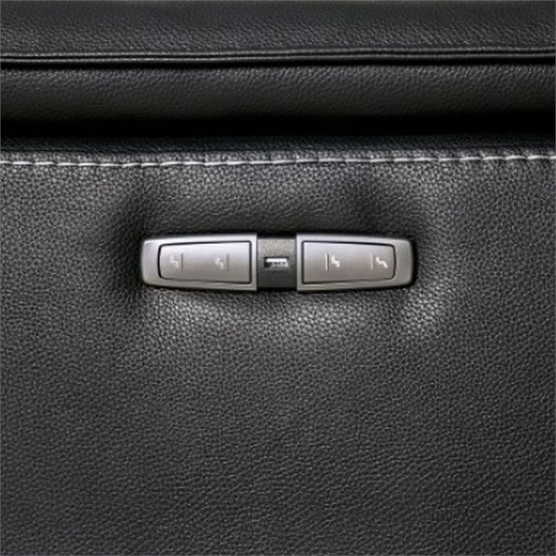 Benjara Cuny Power Reclining Sofa- Black Faux Leather- 88
