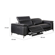 Benjara Cuny Power Reclining Sofa- Black Faux Leather- 88