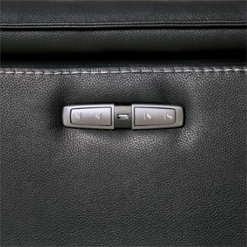 Benjara Cuny Power Reclining Sofa- Black Faux Leather- 88