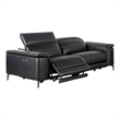 Benjara Cuny Power Reclining Sofa- Black Faux Leather- 88