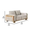 Benjara Denu Loveseat- Light Brown Fabric Padded- Welt Trim Details- 70 Inch