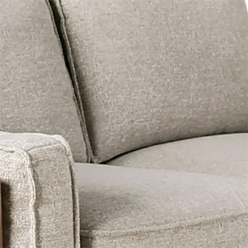 Benjara Denu Loveseat- Light Brown Fabric Padded- Welt Trim Details- 70 Inch