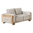 Benjara Denu Loveseat- Light Brown Fabric Padded- Welt Trim Details- 70 Inch