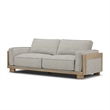 Benjara Denu Sofa- Light Brown Fabric Padded- Welt Trim Details- 93 Inch