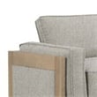 Benjara Denu Sofa- Light Brown Fabric Padded- Welt Trim Details- 93 Inch
